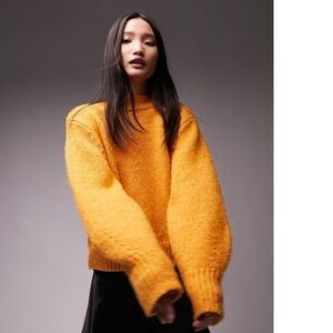 Topshop Tall knitted crew neck sweater in orange